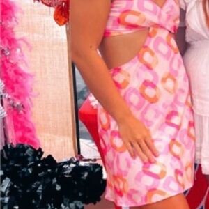 Cotton Candy Pink and Orange Patterned Dress